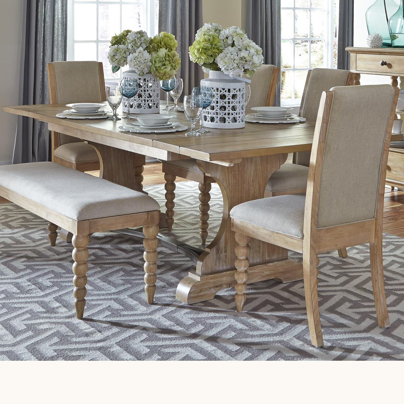 Liberty Furniture Harbor View 531T4294 Trestle Dining Table with 2